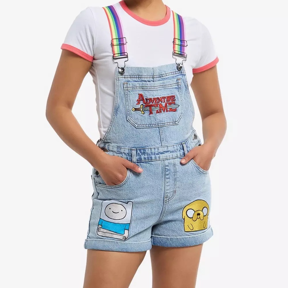 Adventure Time Rainbow Straps Denim Shortalls Hot Topic